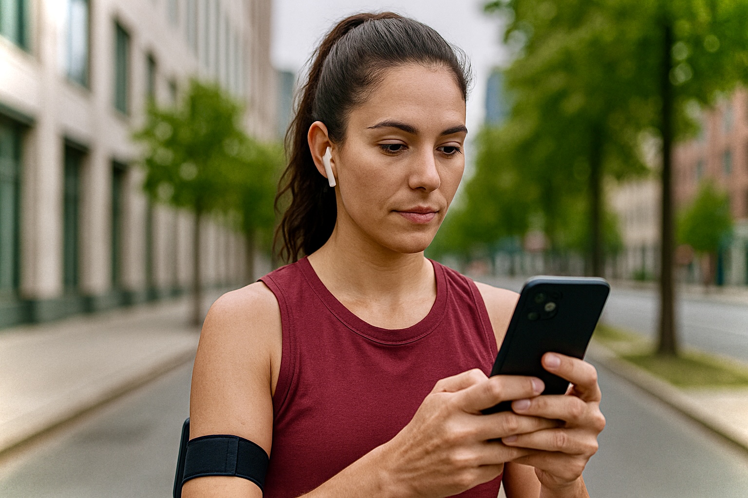 Woman Athlete Using Mobile